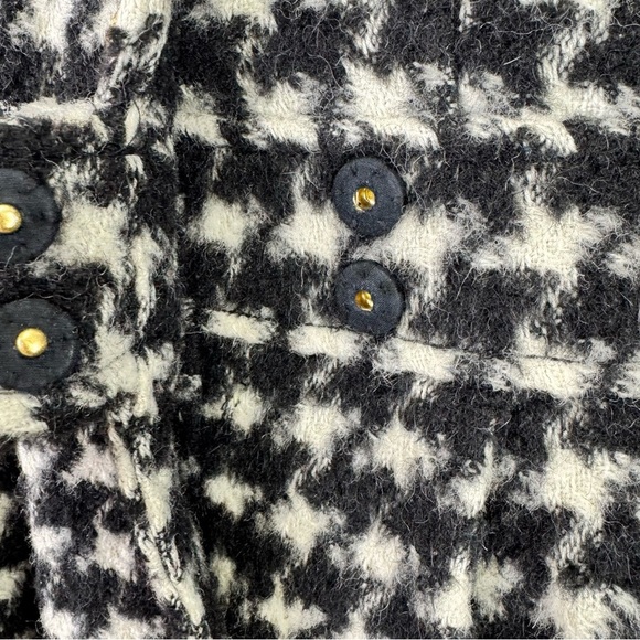 Juicy Couture Wool Mohair Alpaca Black & White Houndstooth Peacoat Size 12 - Picture 6 of 16